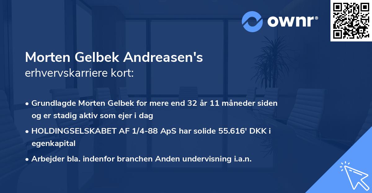 Morten Gelbek Andreasen's erhvervskarriere kort