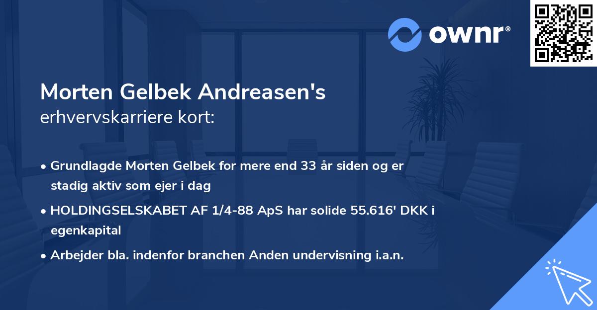 Morten Gelbek Andreasen's erhvervskarriere kort