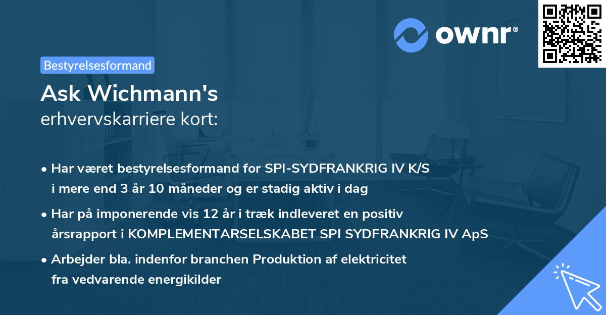 Ask Wichmann's erhvervskarriere kort