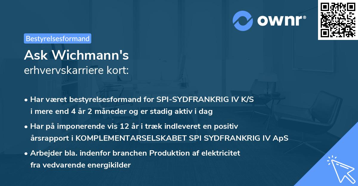 Ask Wichmann's erhvervskarriere kort