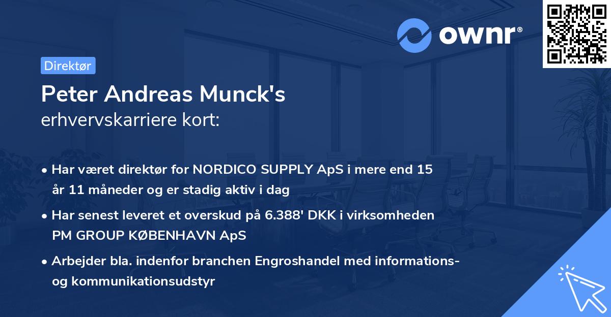 Peter Andreas Munck's erhvervskarriere kort