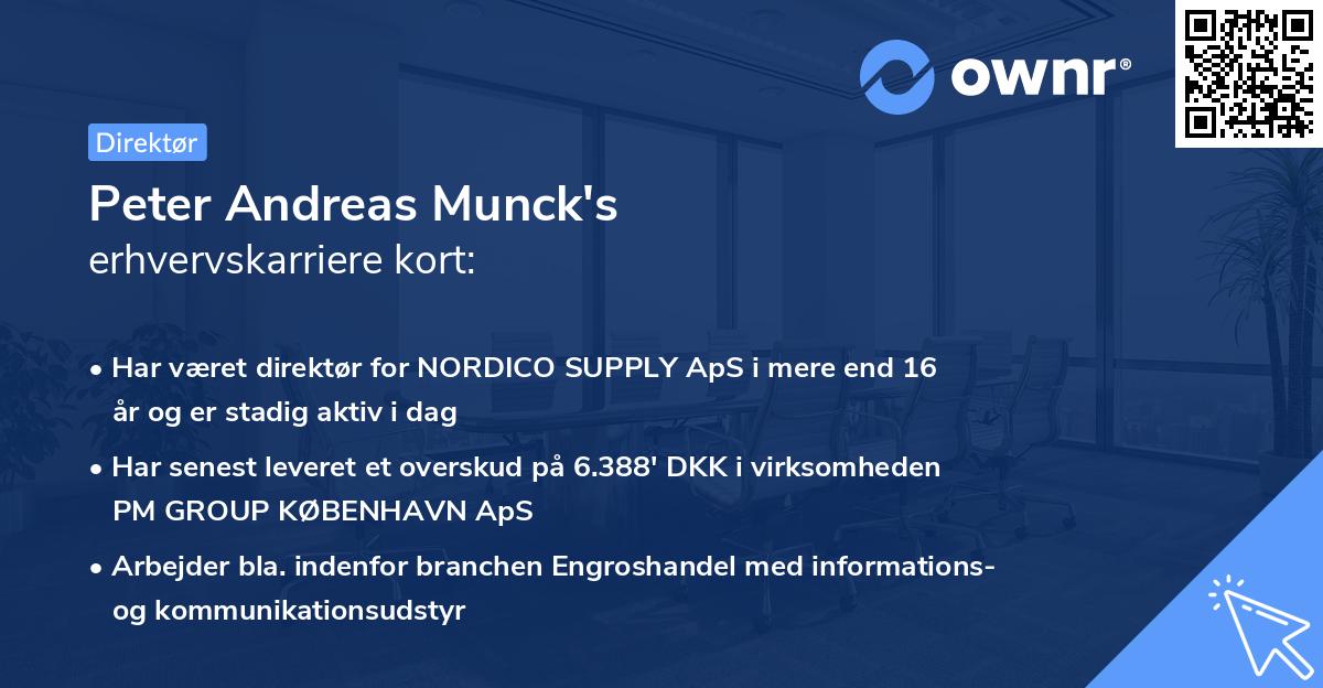 Peter Andreas Munck's erhvervskarriere kort