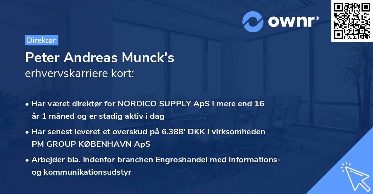 Peter Andreas Munck's erhvervskarriere kort