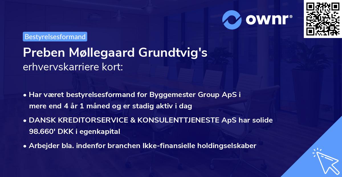 Preben Møllegaard Grundtvig's erhvervskarriere kort