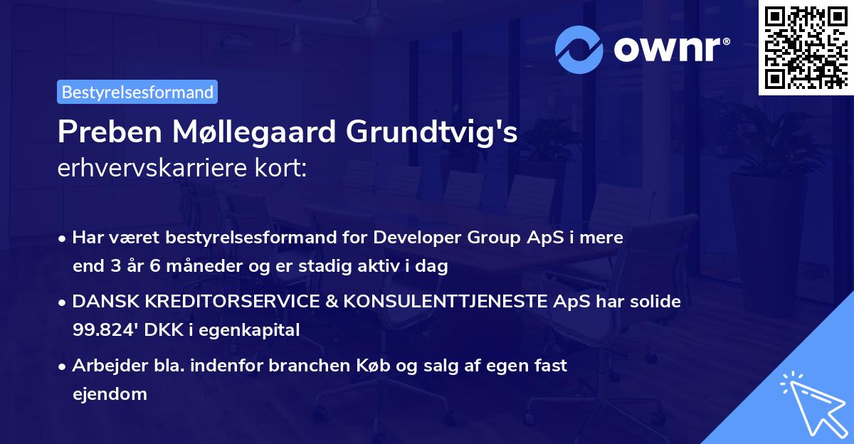 Preben Møllegaard Grundtvig's erhvervskarriere kort