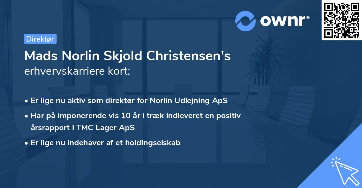 Mads Norlin Skjold Christensen's erhvervskarriere kort