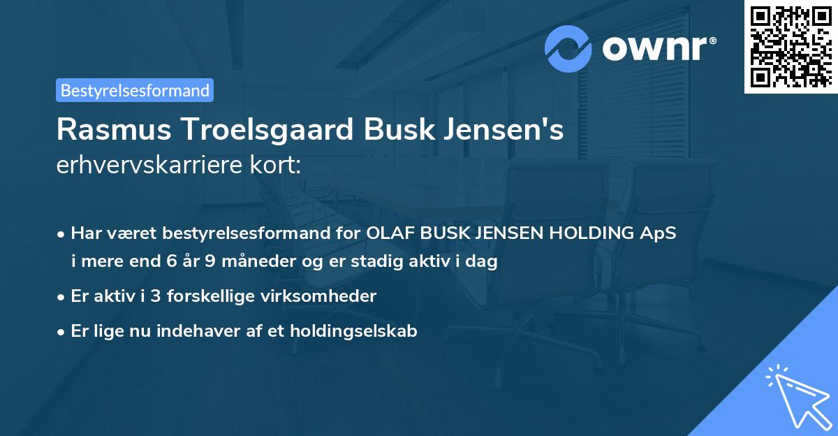 Rasmus Troelsgaard Busk Jensen's erhvervskarriere kort