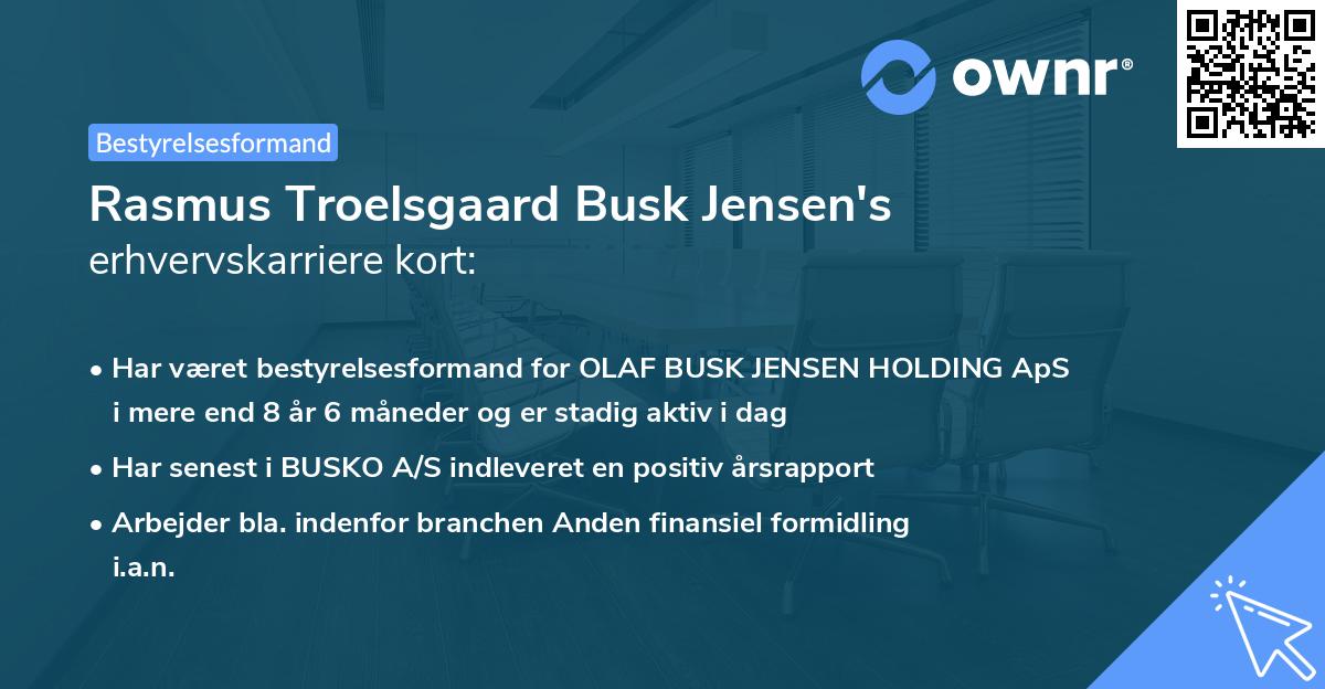 Rasmus Troelsgaard Busk Jensen's erhvervskarriere kort