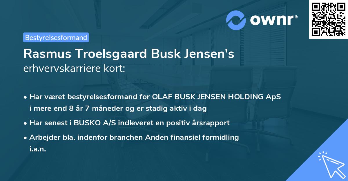 Rasmus Troelsgaard Busk Jensen's erhvervskarriere kort