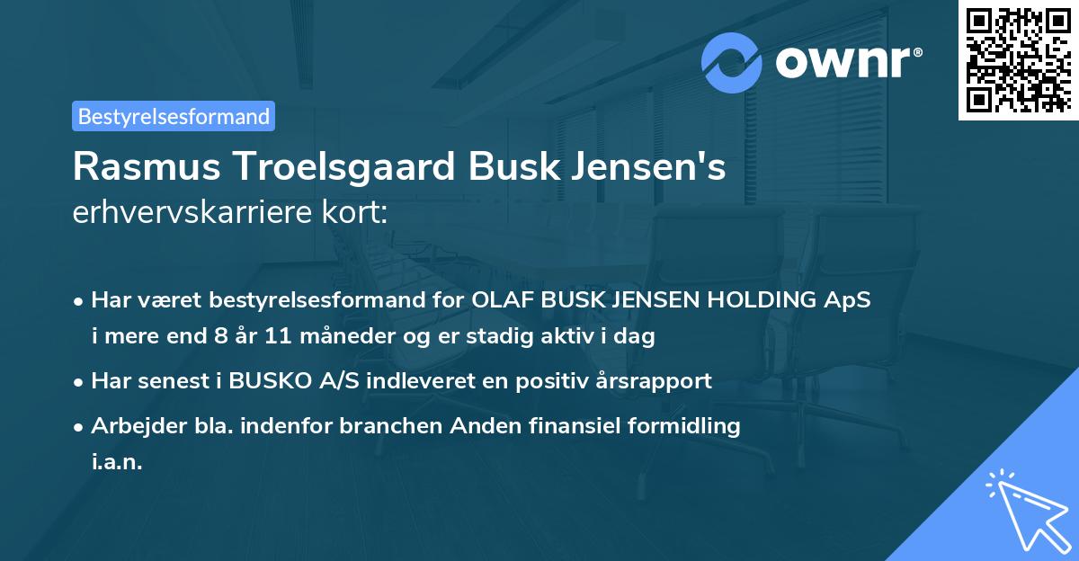 Rasmus Troelsgaard Busk Jensen's erhvervskarriere kort