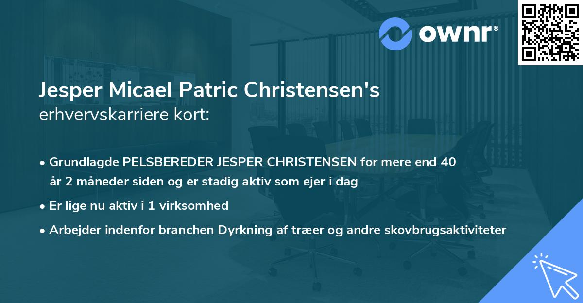 Jesper Micael Patric Christensen's erhvervskarriere kort