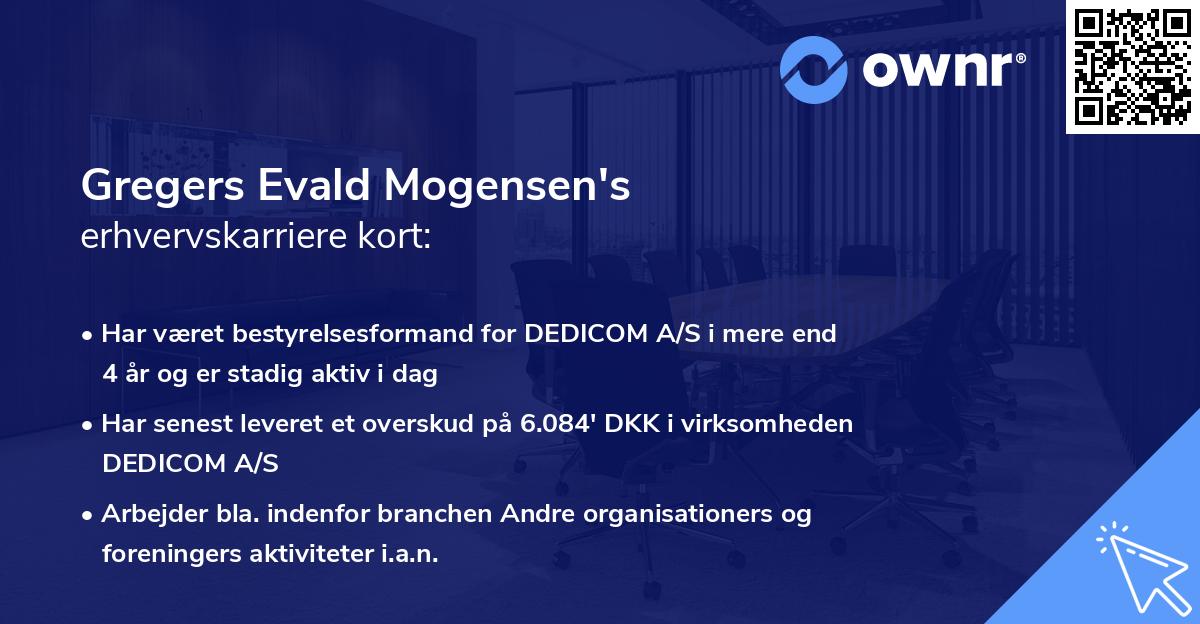 Gregers Evald Mogensen's erhvervskarriere kort
