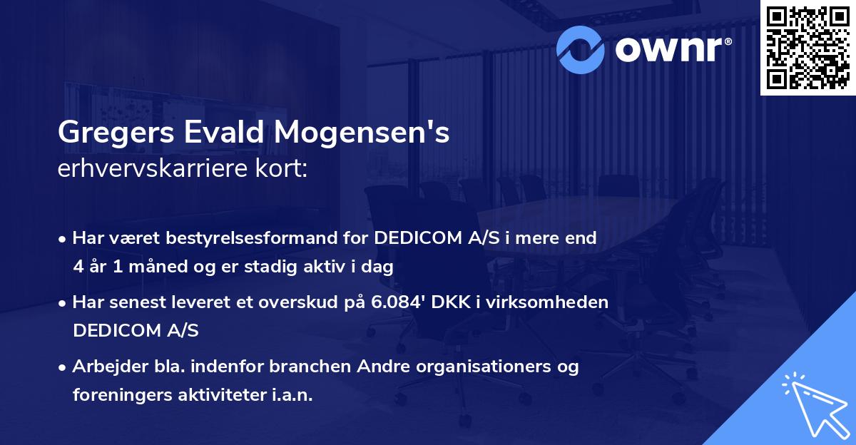 Gregers Evald Mogensen's erhvervskarriere kort