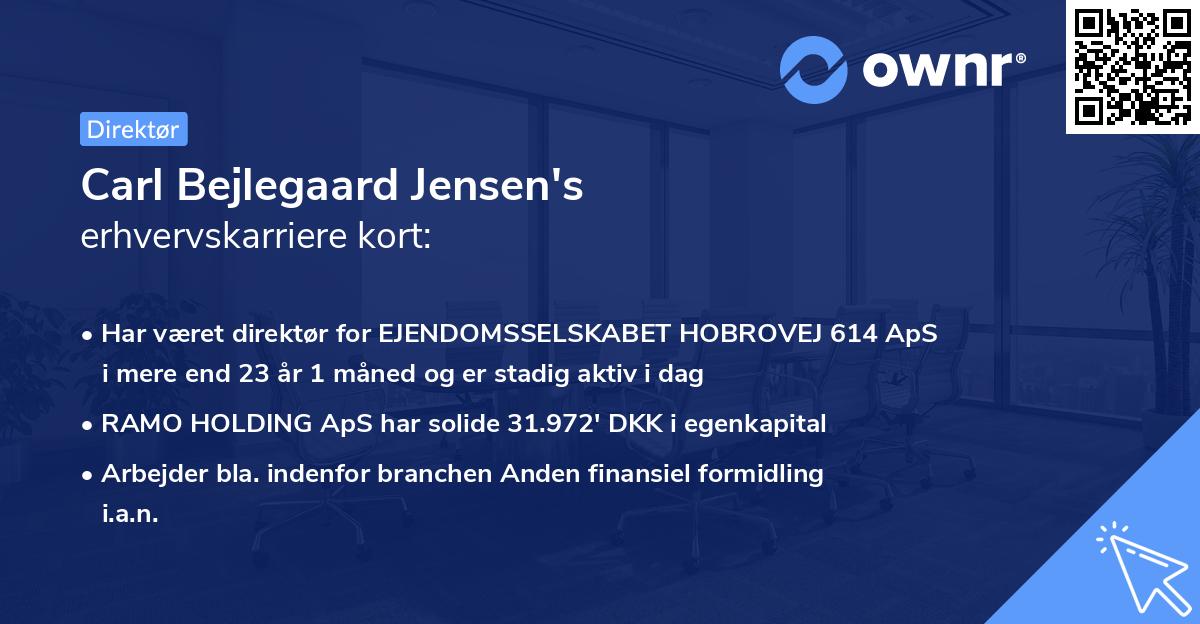 Carl Bejlegaard Jensen's erhvervskarriere kort