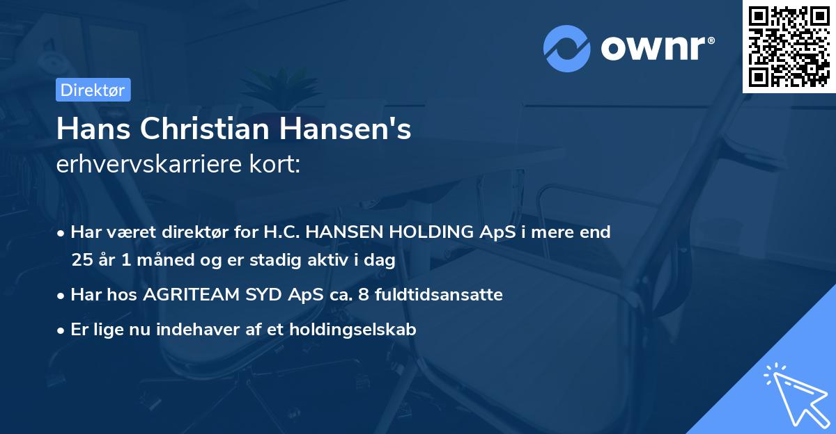 Hans Christian Hansen's erhvervskarriere kort