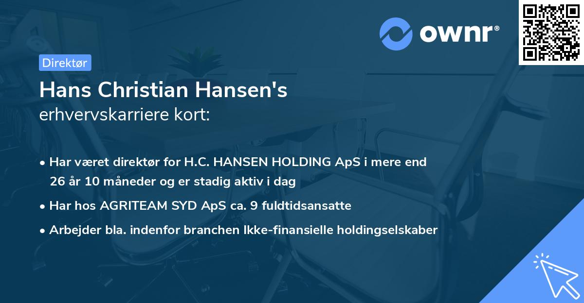 Hans Christian Hansen's erhvervskarriere kort