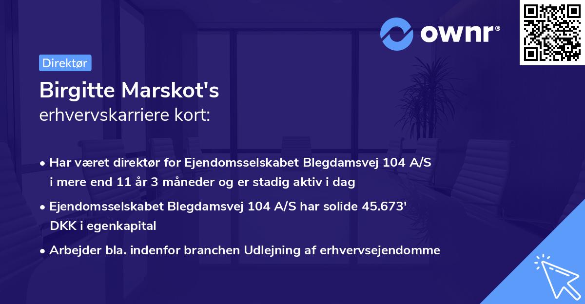 Birgitte Marskot's erhvervskarriere kort