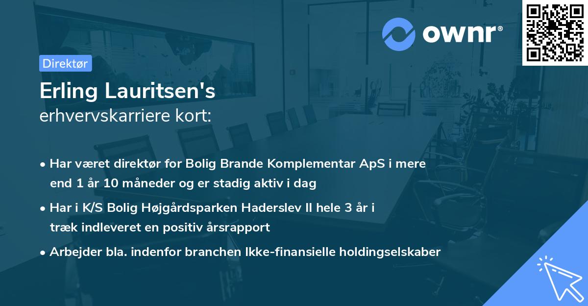 Erling Lauritsen's erhvervskarriere kort