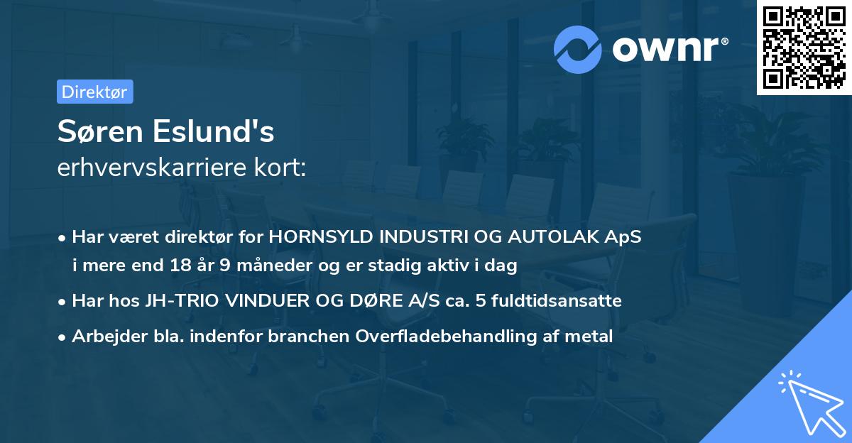 Søren Eslund's erhvervskarriere kort