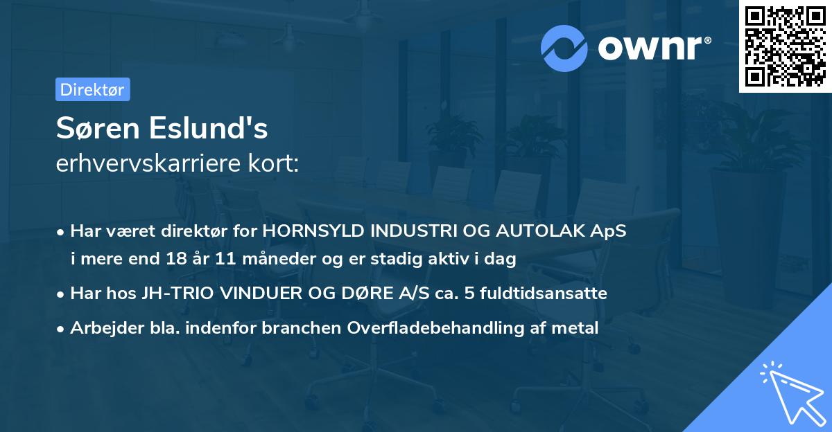 Søren Eslund's erhvervskarriere kort