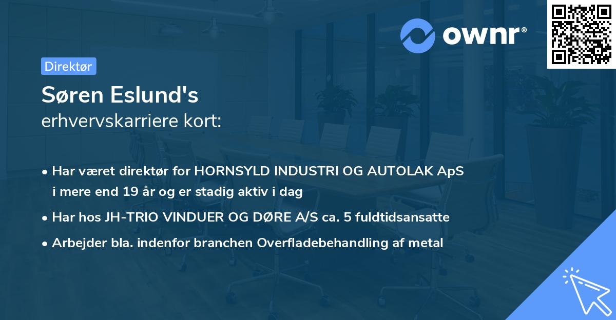 Søren Eslund's erhvervskarriere kort