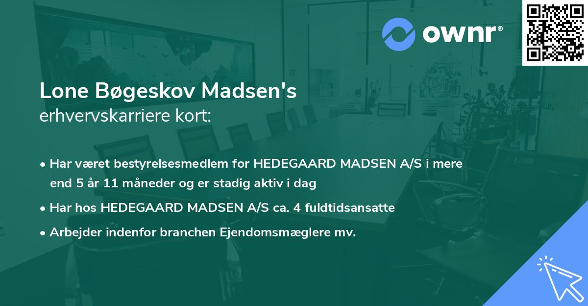 Lone Bøgeskov Madsen's erhvervskarriere kort