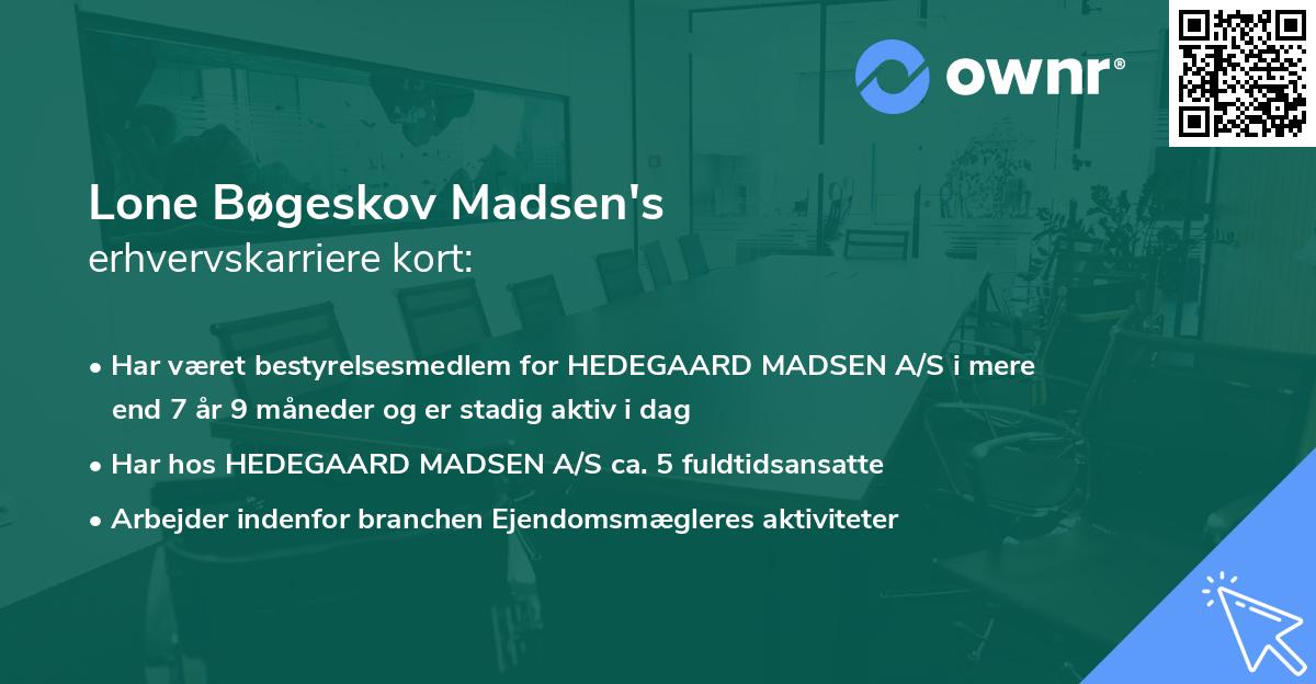 Lone Bøgeskov Madsen's erhvervskarriere kort