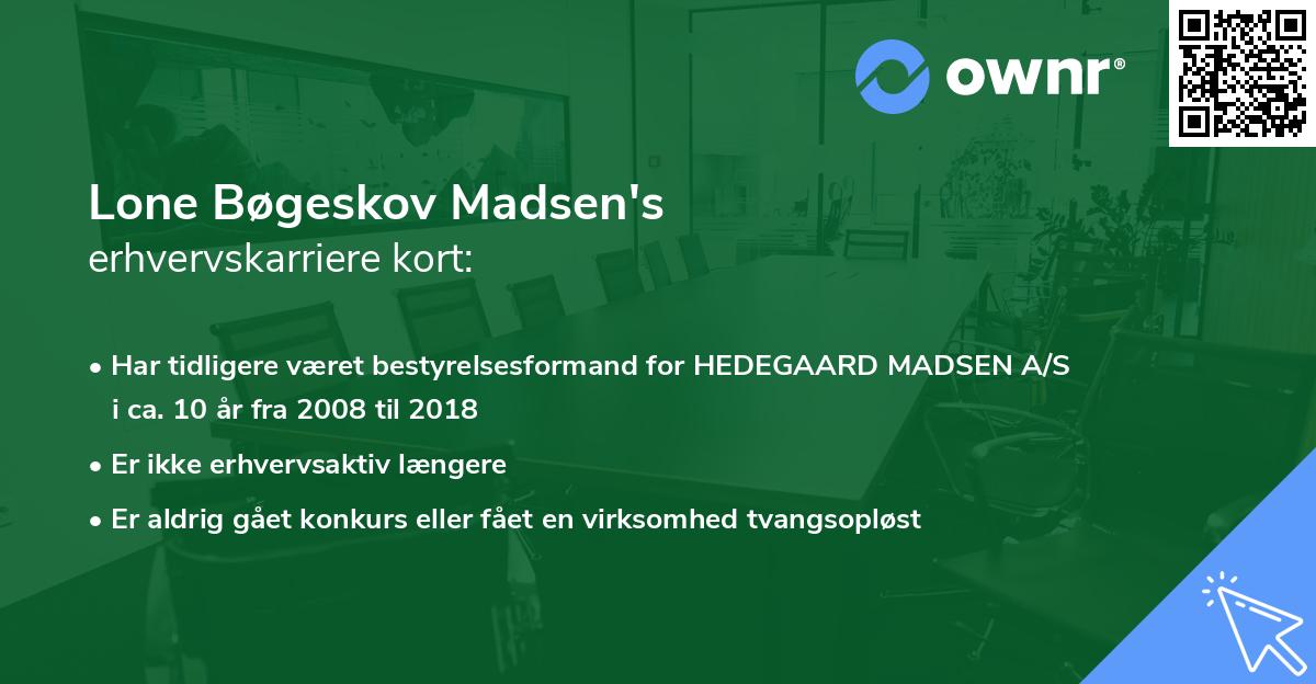 Lone Bøgeskov Madsen's erhvervskarriere kort