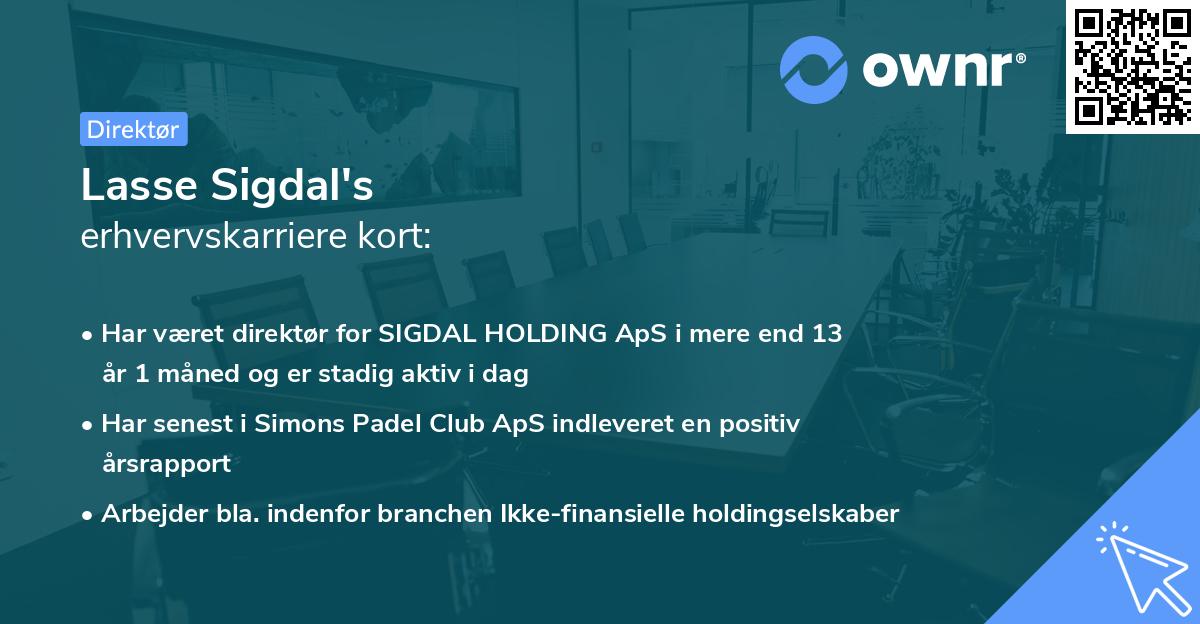 Lasse Sigdal's erhvervskarriere kort