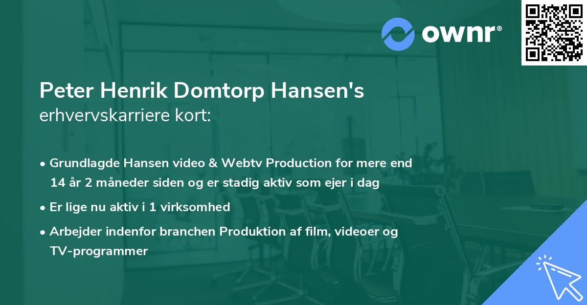 Peter Henrik Domtorp Hansen's erhvervskarriere kort