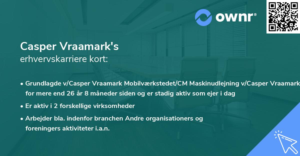 Casper Vraamark's erhvervskarriere kort