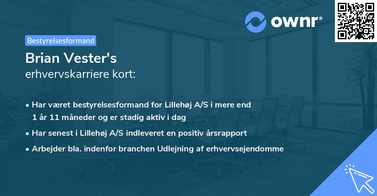 Brian Vester's erhvervskarriere kort