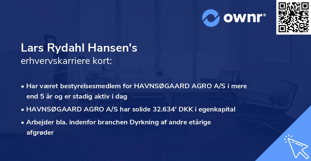 Lars Rydahl Hansen's erhvervskarriere kort