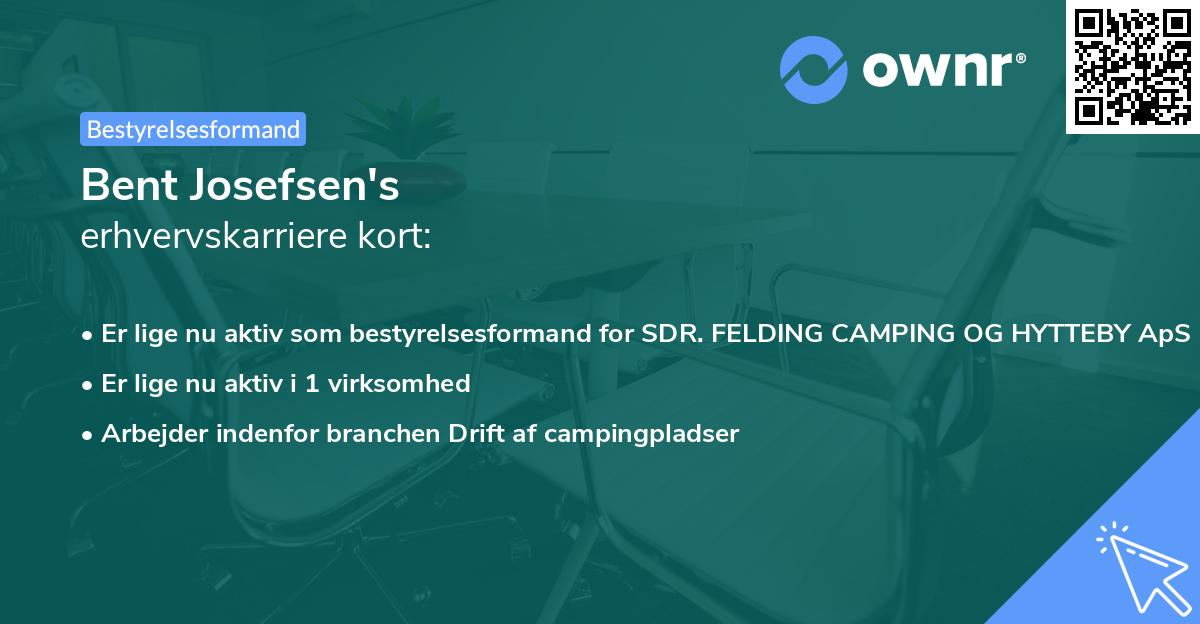 Bent Josefsen's erhvervskarriere kort