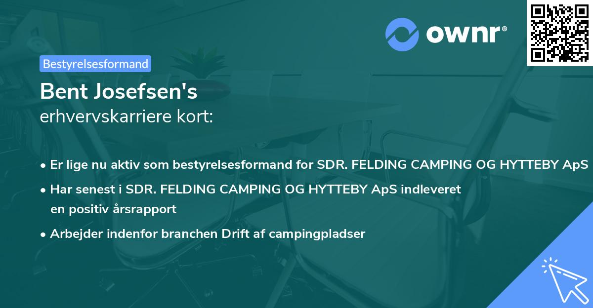 Bent Josefsen's erhvervskarriere kort