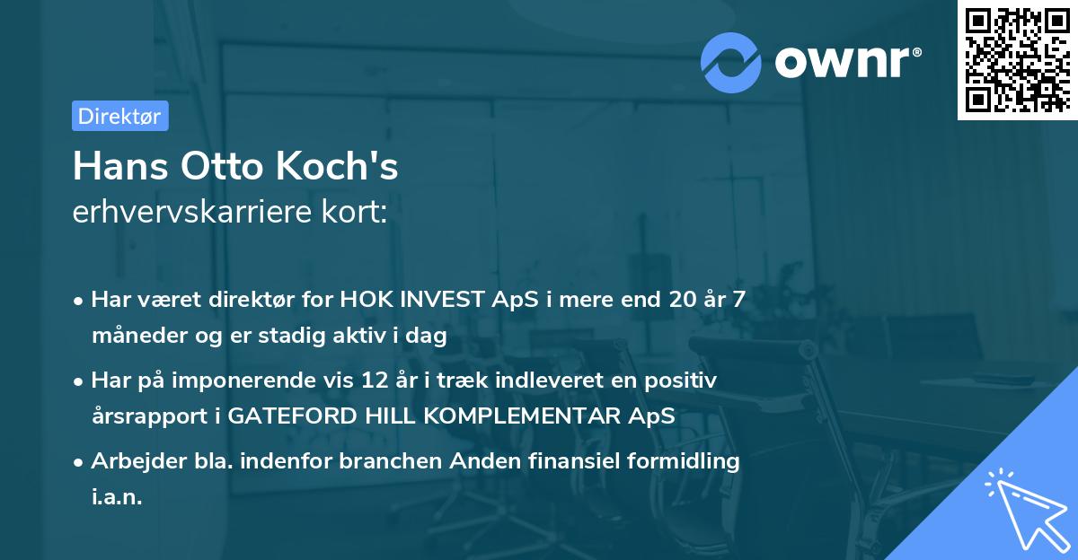 Hans Otto Koch's erhvervskarriere kort