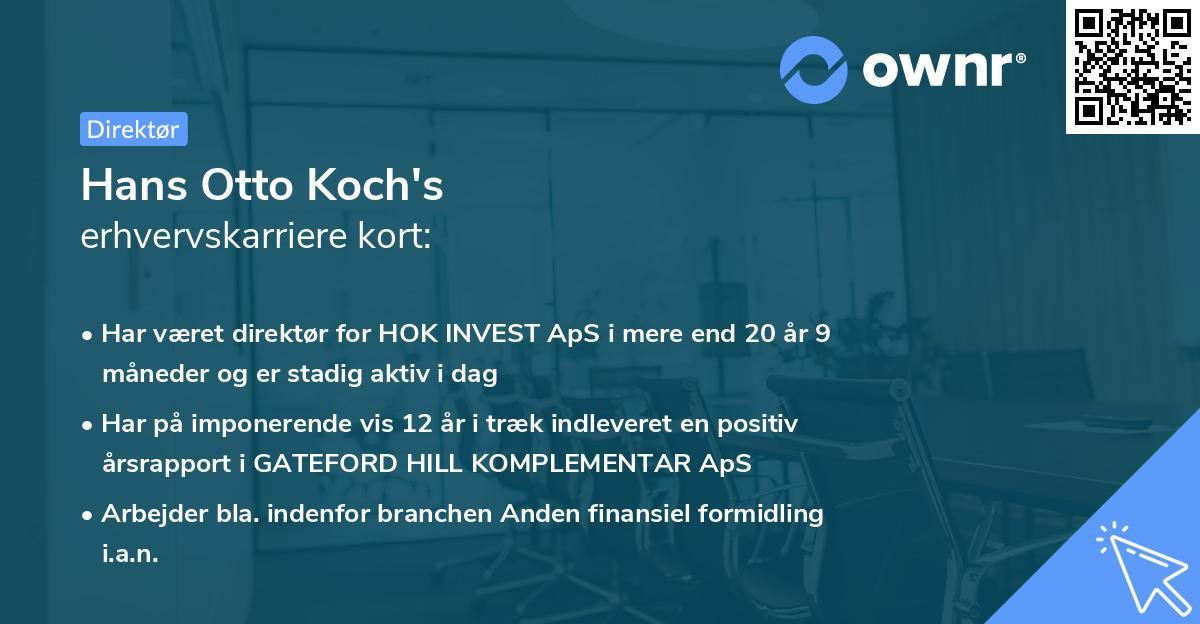 Hans Otto Koch's erhvervskarriere kort