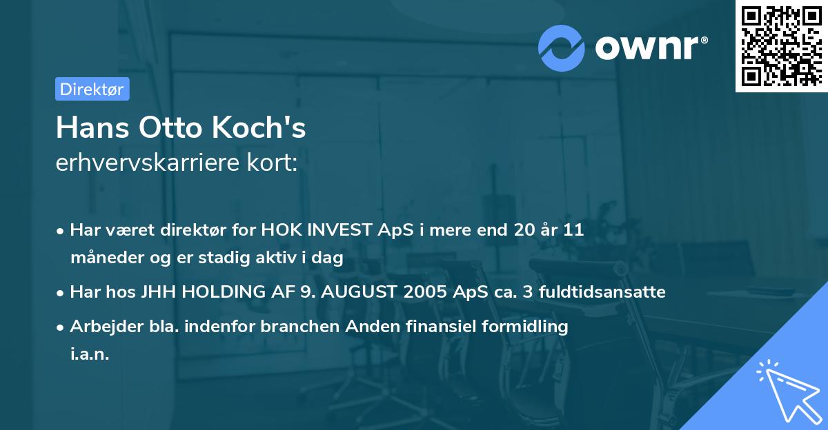 Hans Otto Koch's erhvervskarriere kort