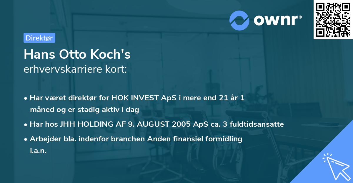 Hans Otto Koch's erhvervskarriere kort