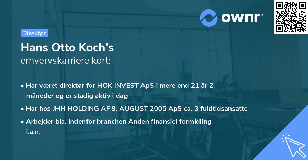 Hans Otto Koch's erhvervskarriere kort