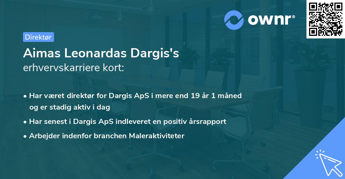 Aimas Leonardas Dargis's erhvervskarriere kort