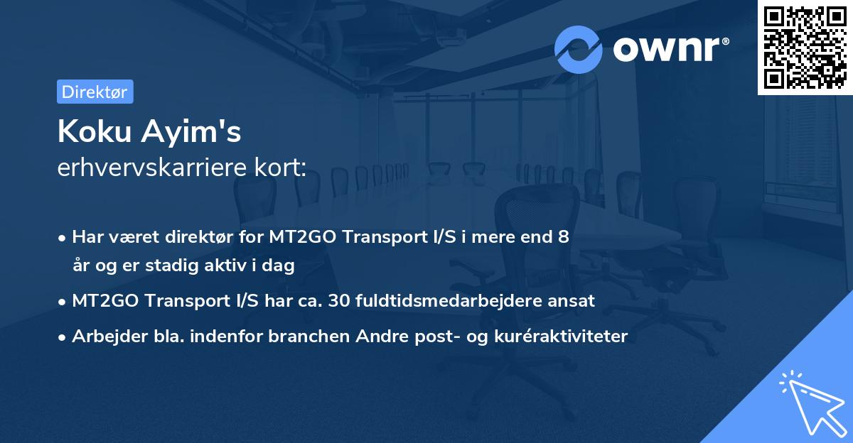 Koku Ayim's erhvervskarriere kort