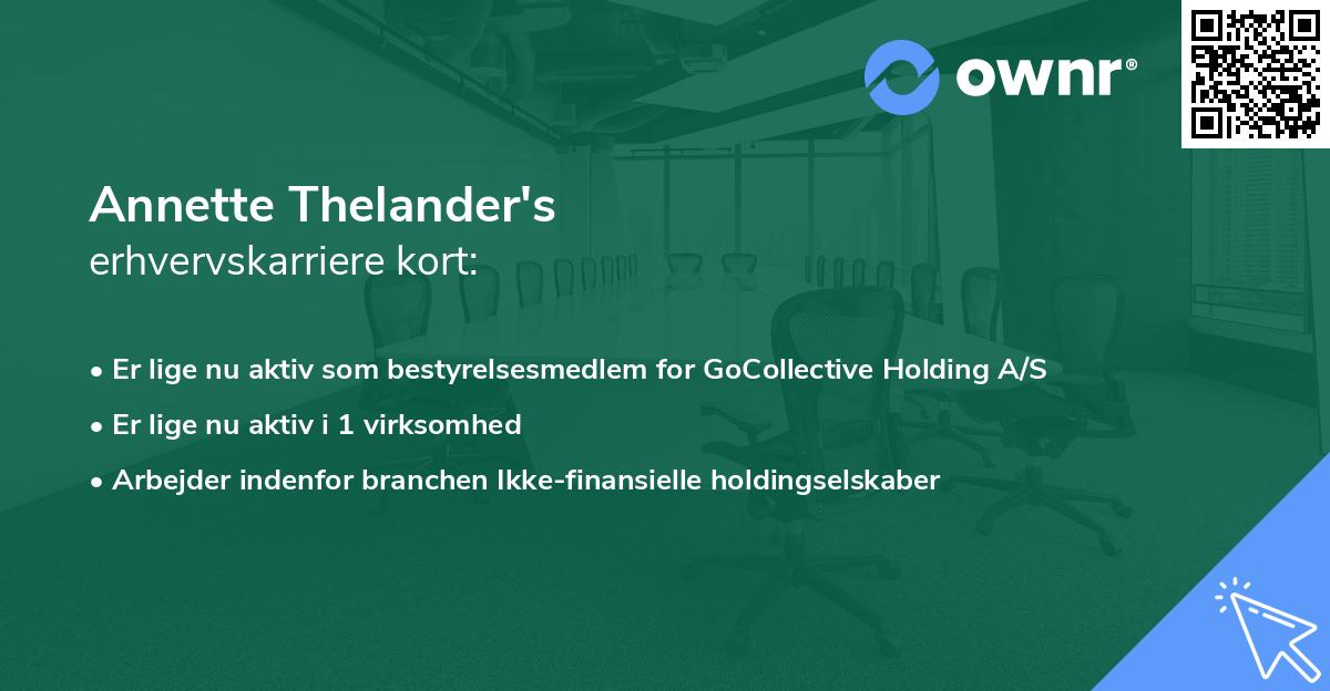 Annette Thelander's erhvervskarriere kort