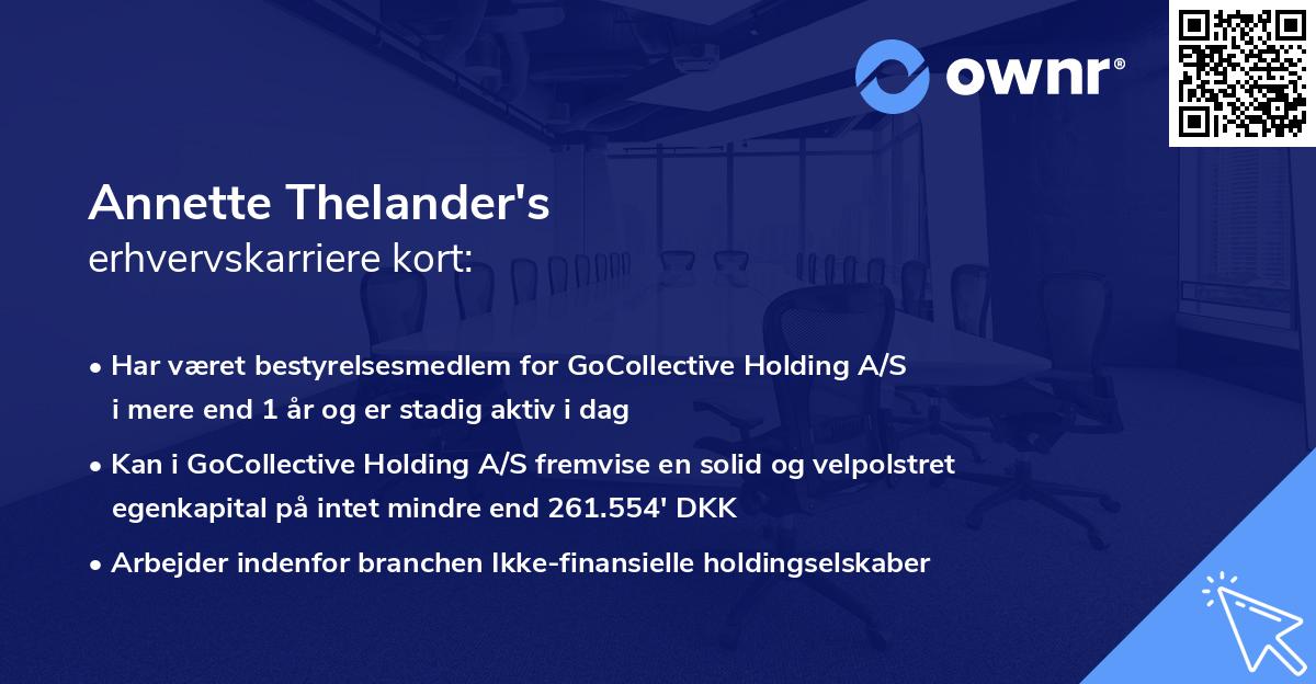 Annette Thelander's erhvervskarriere kort