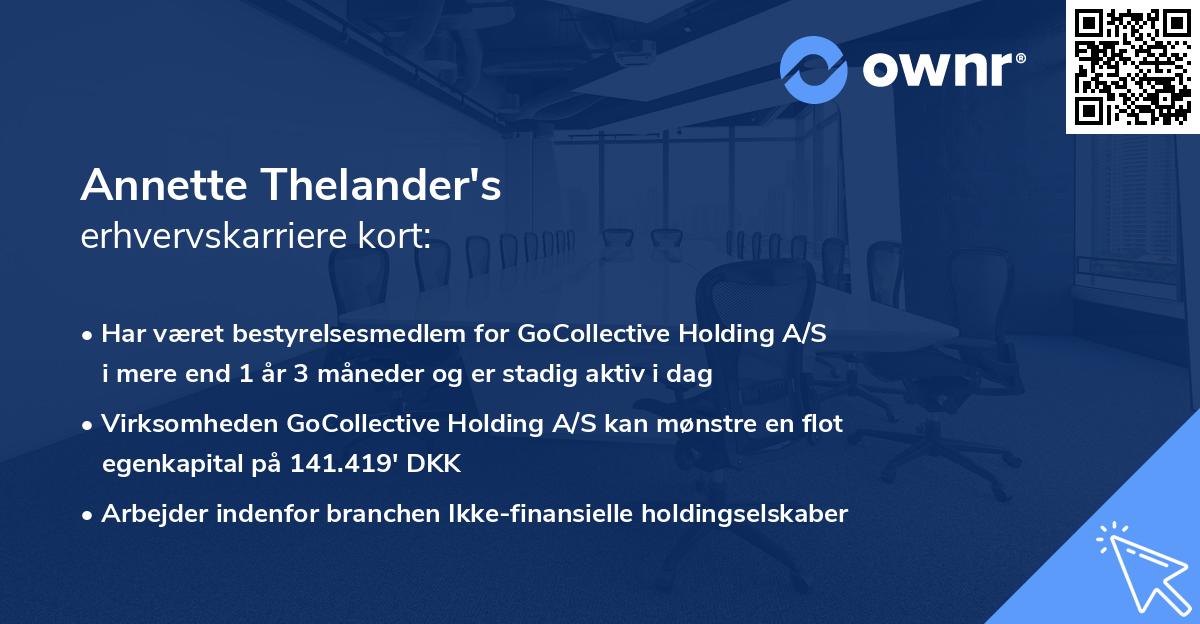 Annette Thelander's erhvervskarriere kort