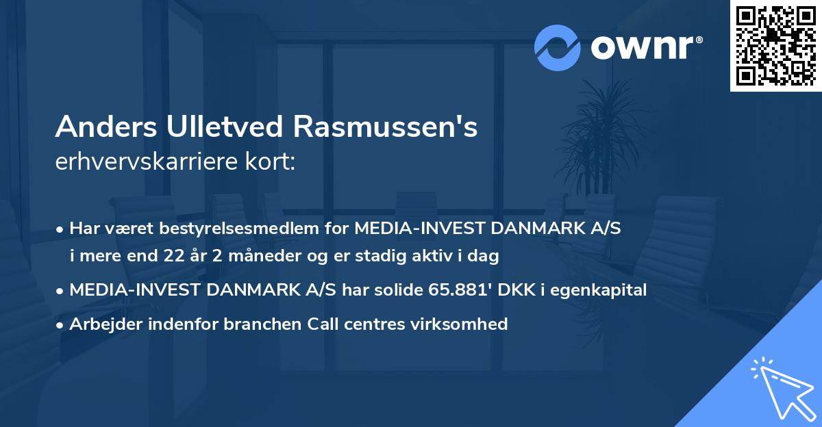 Anders Ulletved Rasmussen's erhvervskarriere kort