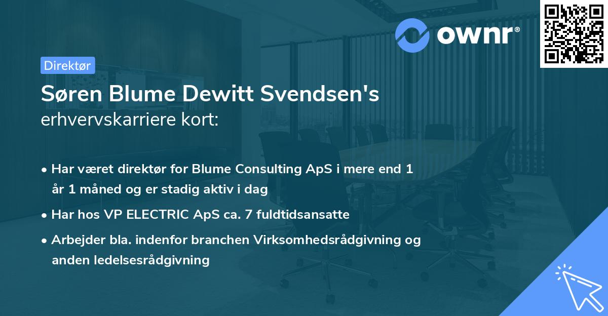 Søren Blume Dewitt Svendsen's erhvervskarriere kort