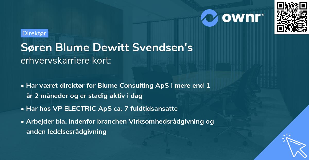 Søren Blume Dewitt Svendsen's erhvervskarriere kort