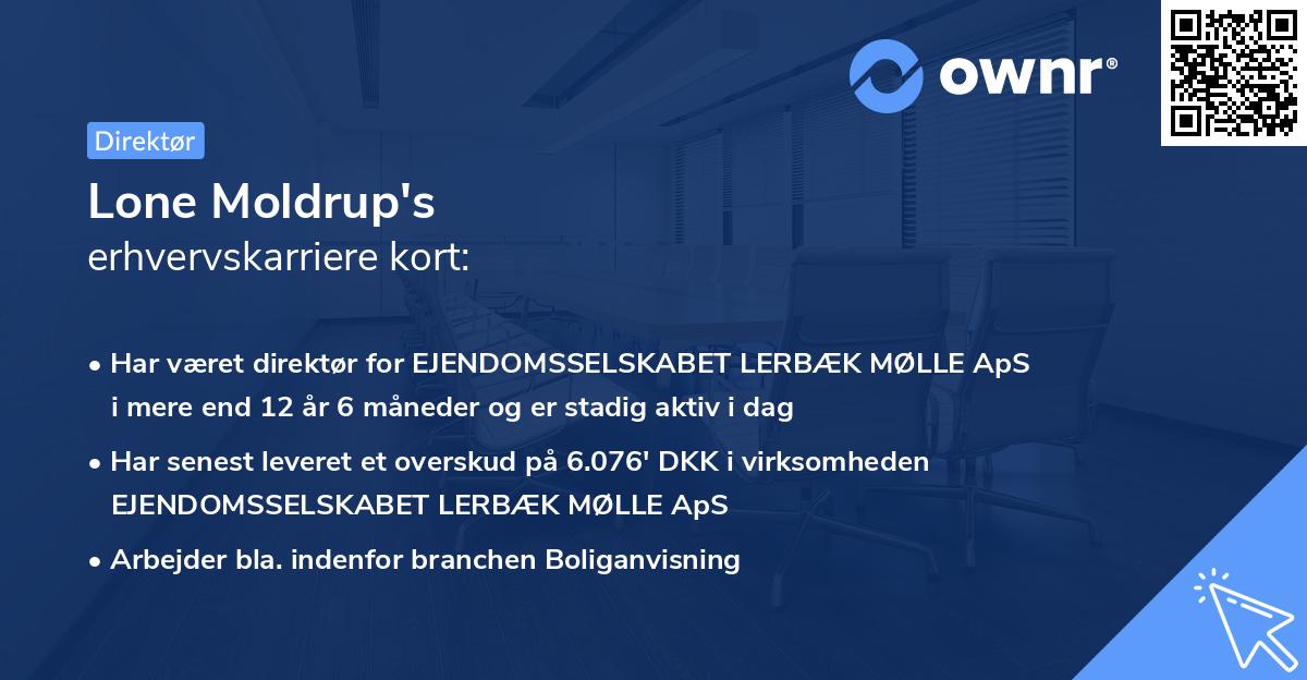 Lone Moldrup's erhvervskarriere kort