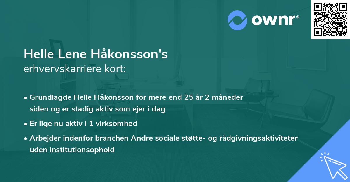 Helle Lene Håkonsson's erhvervskarriere kort